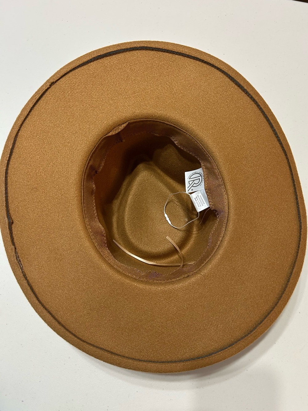 Rancher Hat Women’s Wide Brim Leaf Imprint Vegan Rope Suede Cotton Band NWOT - Picture 6 of 9